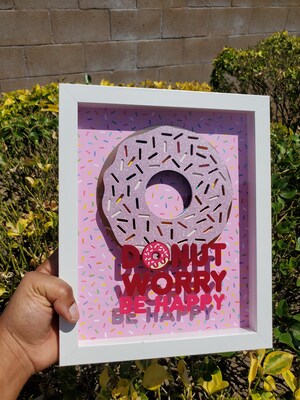 8x10 Shadowbox "Donut Worry Be Happy" - image2